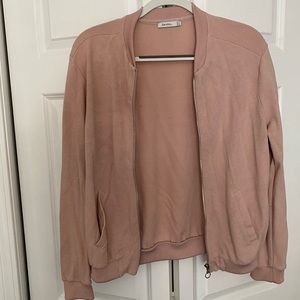 bershka light pink rubbed bomber